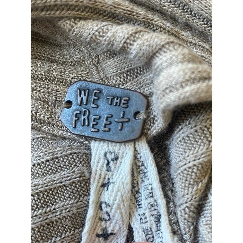 We The Free Free People Taupe Ribbed Convertible Back Cowl Neck Top Sweater S